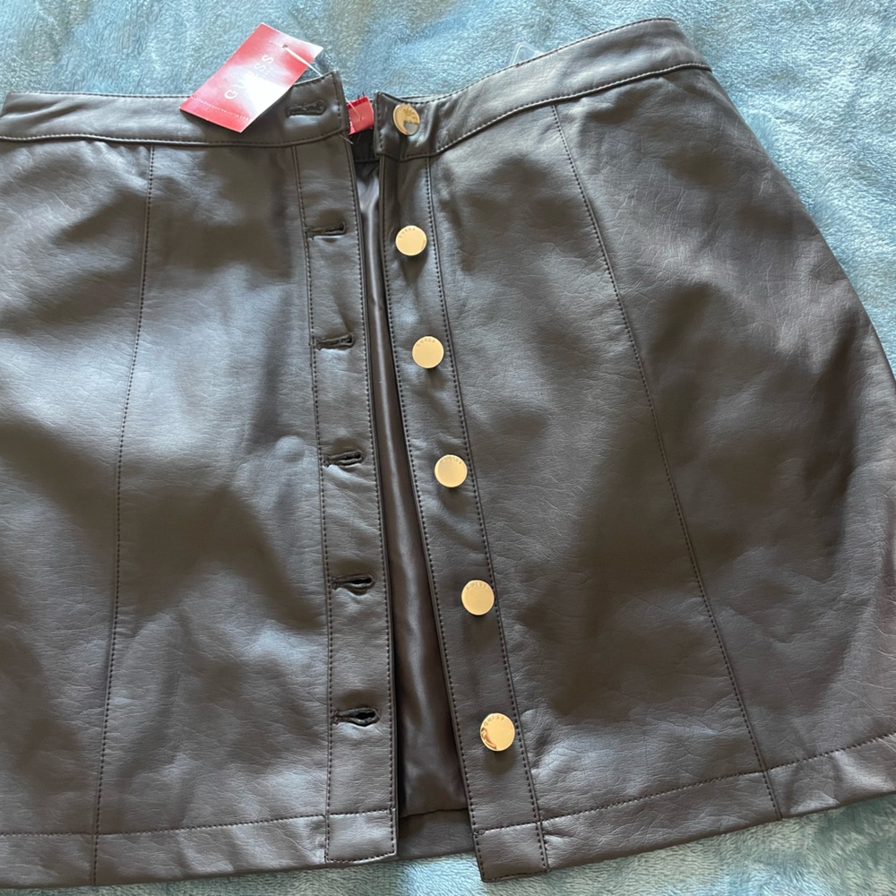 Leather Guess Button down skirt